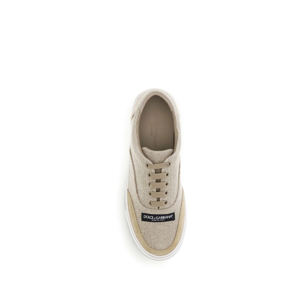 Sneakers by Dolce & Gabbana for men in bos taurus calf leather latex & linen beige presents a impeccable silhouette as Men's Low Top Bos Taurus Calf Leather Latex & Linen Sneakers, expertly defined by a impeccable low-top style for a impeccable, high-fashion look.