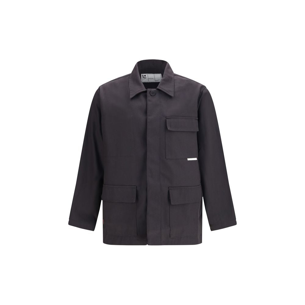 Overcoat by GR10K for men in cotton polyester gray presents a luxurious silhouette, showcasing a luxurious and sophisticated pockets for a premium, luxurious look.