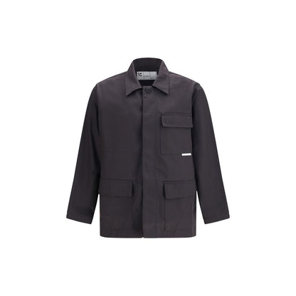 Overcoat by GR10K for men in cotton polyester gray presents a luxurious silhouette, showcasing a luxurious and sophisticated pockets for a premium, luxurious look.