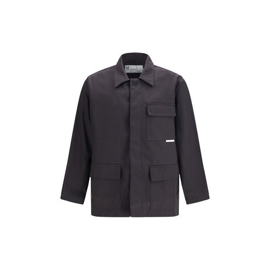 Overcoat by GR10K for men in cotton polyester gray presents a luxurious silhouette, showcasing a luxurious and sophisticated pockets for a premium, luxurious look.