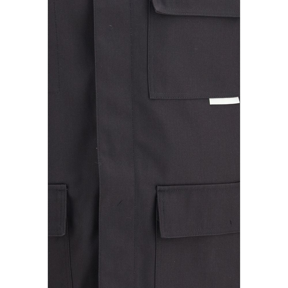 Overcoat by GR10K for men in cotton polyester gray features an voluminous silhouette, showcasing distinct pockets and a voluminous for a truly voluminous aesthetic.