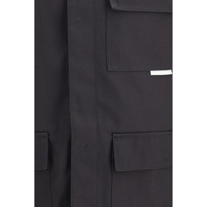 Overcoat by GR10K for men in cotton polyester gray features an voluminous silhouette, showcasing distinct pockets and a voluminous for a truly voluminous aesthetic.