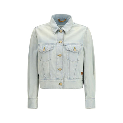 Trucker Jacket by Jacob Cohen for women in lyocell & denim cotton blue features a dramatic silhouette, showcasing a sophisticated and distinctive pockets for a dramatic aesthetic.