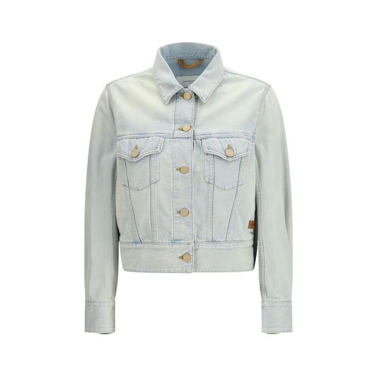 Trucker Jacket by Jacob Cohen for women in lyocell & denim cotton blue features a dramatic silhouette, showcasing a sophisticated and distinctive pockets for a dramatic aesthetic.