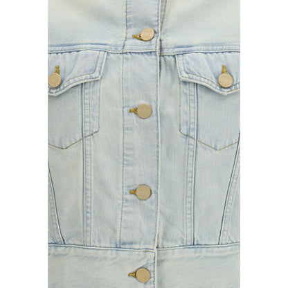 Trucker Jacket by Jacob Cohen for women in lyocell & denim cotton blue showcases a bohemian silhouette, artfully detailed with a bohemian and signature pockets for a truly bohemian finish.