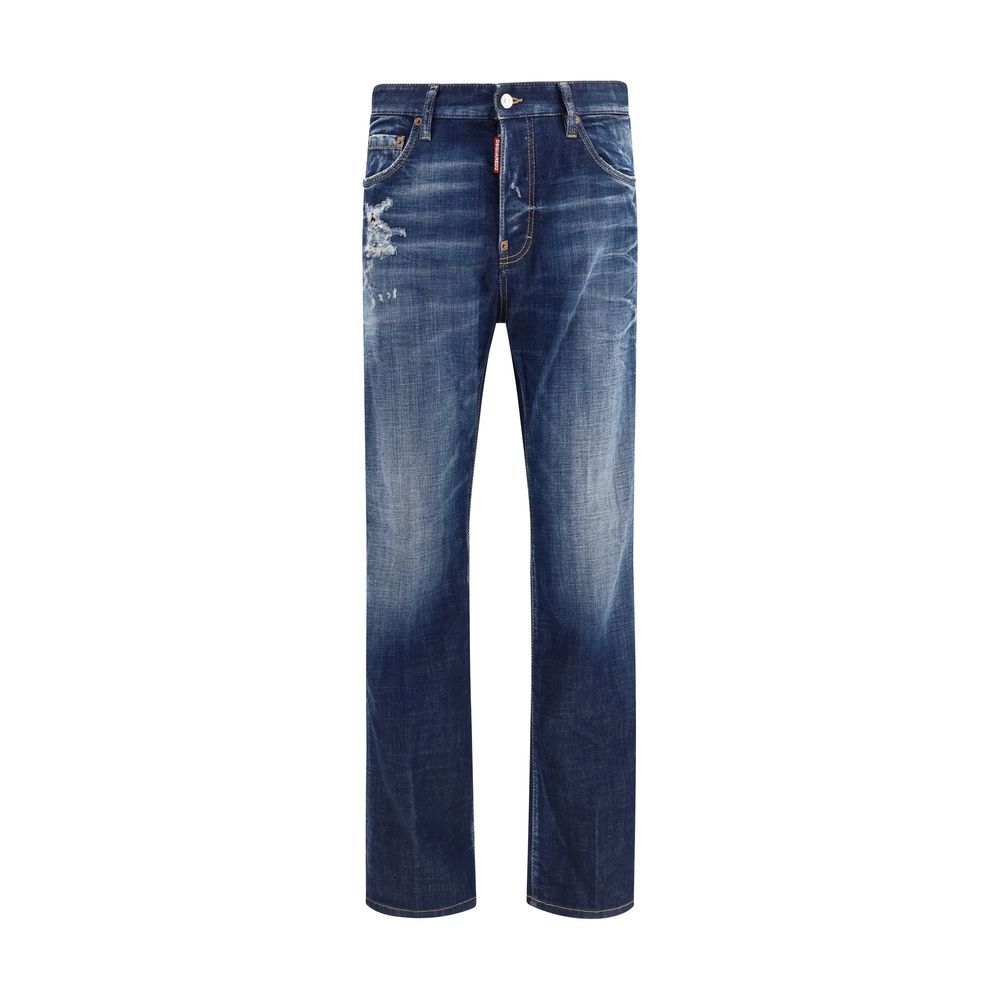 Jeans by Dsquared² for men in stretch denim cotton blue features an sophisticated and regular-fit with a precise long, creating a sophisticated and sophisticated silhouette.