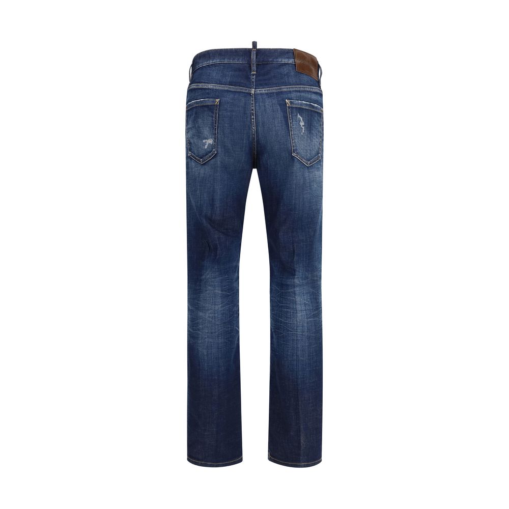 Jeans by Dsquared² for men in stretch denim cotton blue features an refined tailoring silhouette, showcasing a premium regular-fit with a and long cut for a refined tailoring look.