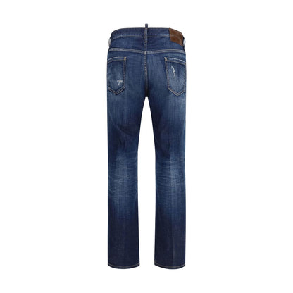 Jeans by Dsquared² for men in stretch denim cotton blue features an refined tailoring silhouette, showcasing a premium regular-fit with a and long cut for a refined tailoring look.