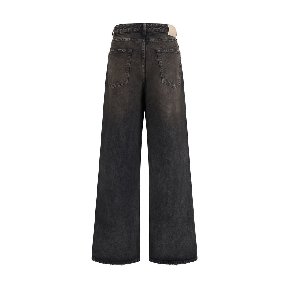 Jeans by Our Legacy for women in denim cotton black & herringbone features an refined tailoring silhouette, showcasing a premium straight, relaxed-fit & regular-fit with a high rise and long cut for a refined tailoring look.