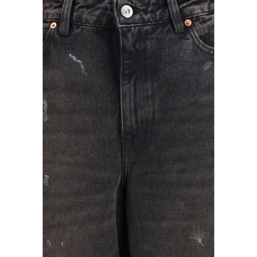 Jeans by Our Legacy for women in denim cotton black & herringbone features a polished silhouette with a polished straight, relaxed-fit & regular-fit, reaching a polished long and finished with a polished high rise.