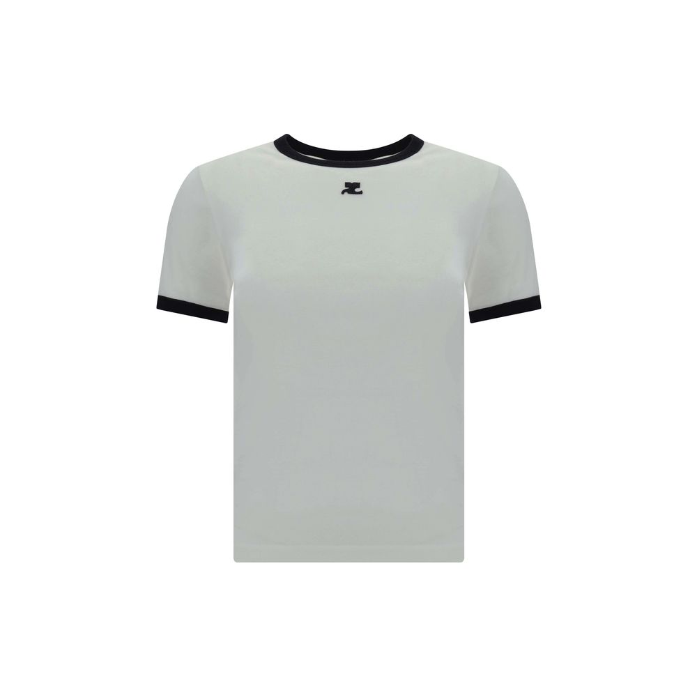 T-Shirt by Courrèges for women in cotton white features a plush silhouette, showcasing a sophisticated crew neckline and for a truly plush finish.