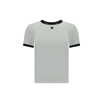T-Shirt by Courrèges for women in cotton white features a plush silhouette, showcasing a sophisticated crew neckline and for a truly plush finish.