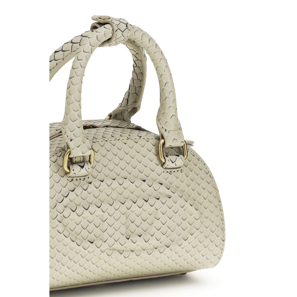 Dome Handbag by Diesel for women in bos taurus calf leather beige features an refined silhouette, showcasing a secure snap & zipper, ample , and versatile shoulder-strap, adjustable-strap & handle for a sophisticated refined aesthetic.