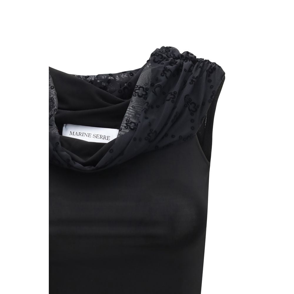 T-Shirt by Marine Serre for women in stretch viscose black features a plush silhouette, showcasing a sophisticated and for a truly plush finish.