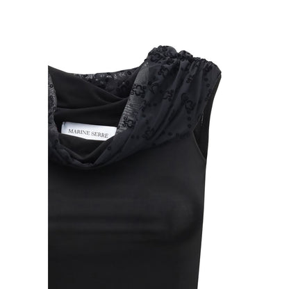 T-Shirt by Marine Serre for women in stretch viscose black features a plush silhouette, showcasing a sophisticated and for a truly plush finish.