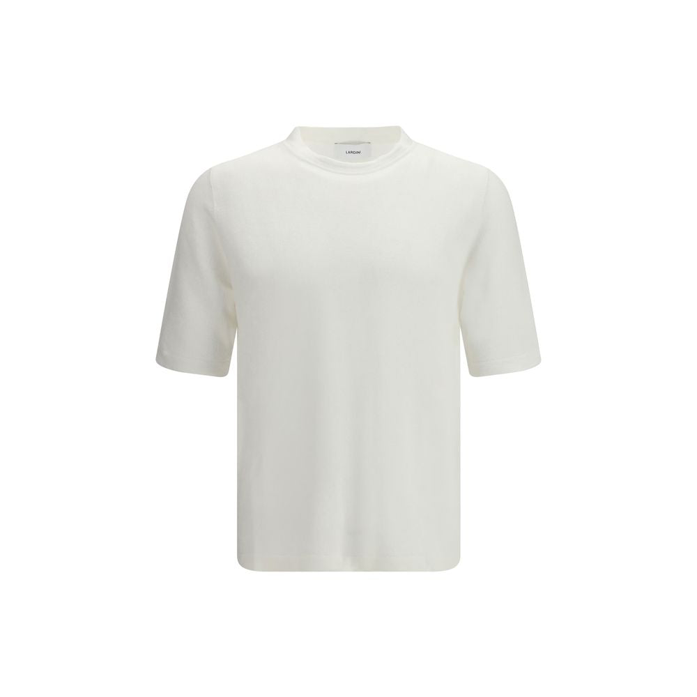 T-Shirt by Lardini for men in linen & cotton white showcases a dramatic silhouette, elegantly detailed with a dramatic and for a truly dramatic finish.