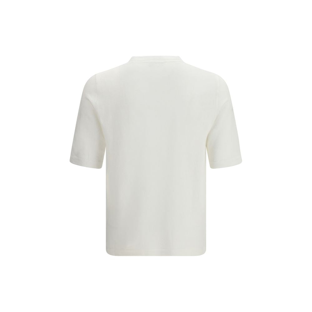 T-Shirt by Lardini for men in linen & cotton white showcases a chic silhouette, artfully detailed with a chic and for a chic finish.
