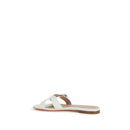 Flat Sandals by Santoni for women in bos taurus calf leather white showcases a sculptural silhouette as Women's Bos Taurus Calf Leather Flat Sandals, defined by a sculptural flat and sculptural for a sculptural look.