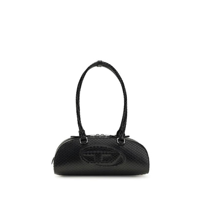 Mini Crossbody Bowling Dome Shoulder Bag by Diesel for women in bos taurus calf leather black features a effortless chic silhouette with a secure snap, zipper & button, ample , and versatile shoulder-strap & handle for a effortless chic finish.