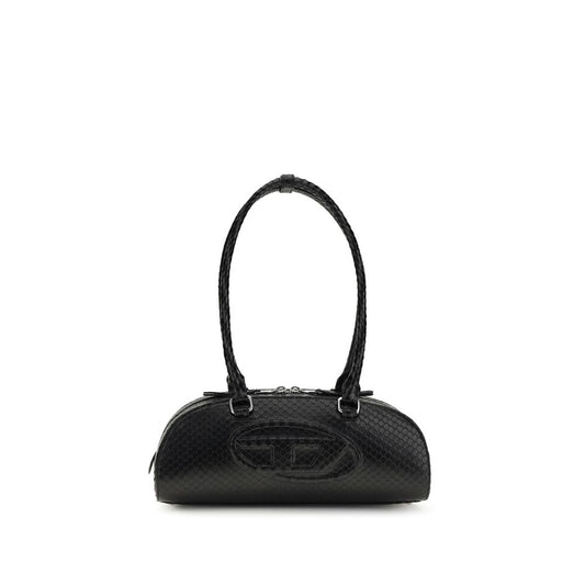 Mini Crossbody Bowling Dome Shoulder Bag by Diesel for women in bos taurus calf leather black features a effortless chic silhouette with a secure snap, zipper & button, ample , and versatile shoulder-strap & handle for a effortless chic finish.