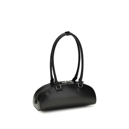 Mini Crossbody Bowling Dome Shoulder Bag by Diesel for women in bos taurus calf leather black features a effortless sophistication silhouette, secured by a snap, zipper & button with ample and versatile shoulder-strap & handle for a effortless sophistication finish.
