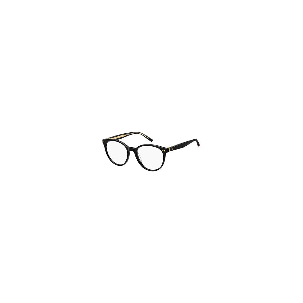 Eyeglasses Frames by Tommy Hilfiger for women in acetate black features an refined silhouette, showcasing a sophisticated black coloured frame and refined full-frame frame design for a refined look.