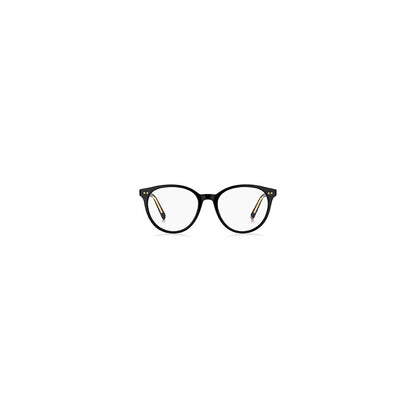 Eyeglasses Frames by Tommy Hilfiger for women in acetate and black showcases a refined silhouette, detailed with a black coloured frame finish and a sophisticated full-frame frame design.