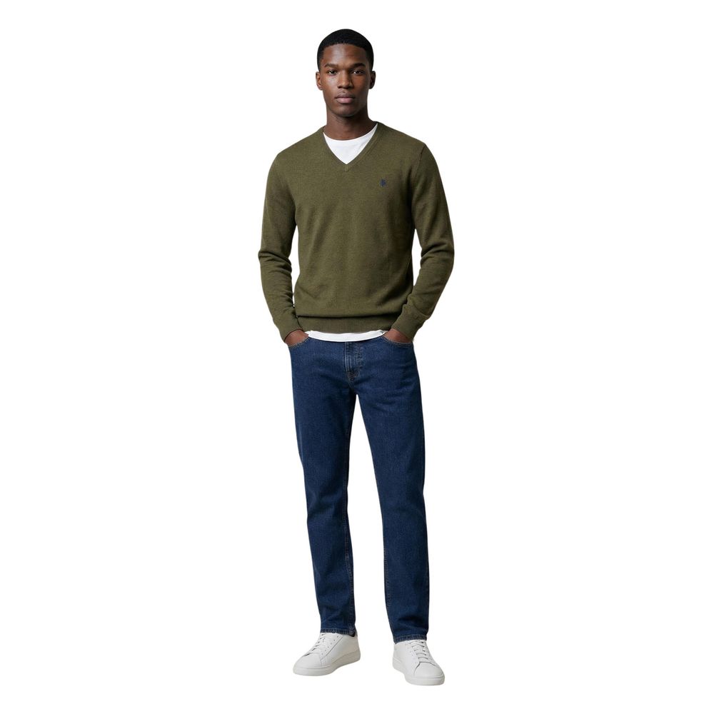 Sweatshirt by U.S. POLO ASSN. for men in cashmere cotton blend green showcases a slouchy chic silhouette, artfully detailed with a slouchy chic v-neck neckline and for a slouchy chic finish.