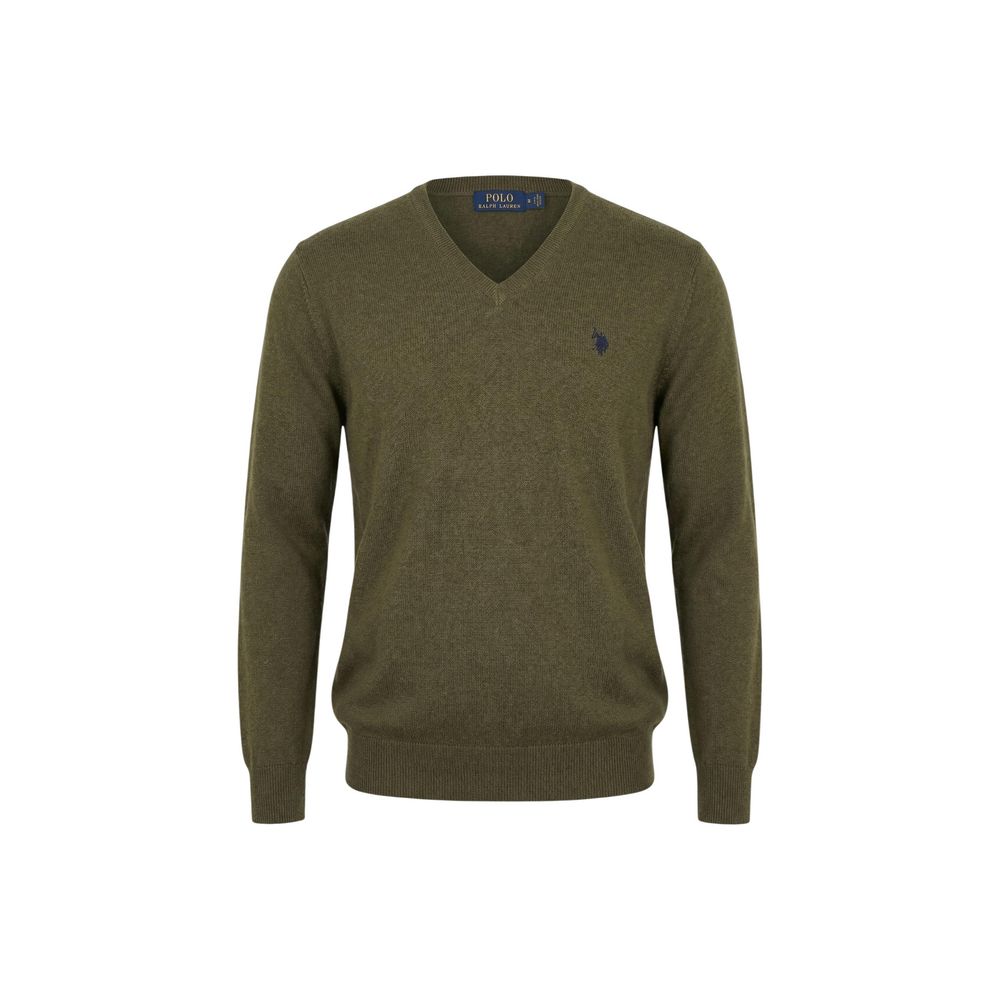 Sweatshirt by U.S. POLO ASSN. for men in cashmere cotton blend green showcases a slouchy chic silhouette, artfully detailed with a slouchy chic and for a slouchy chic finish.