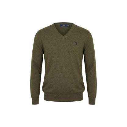 Sweatshirt by U.S. POLO ASSN. for men in cashmere cotton blend green showcases a slouchy chic silhouette, artfully detailed with a slouchy chic and for a slouchy chic finish.
