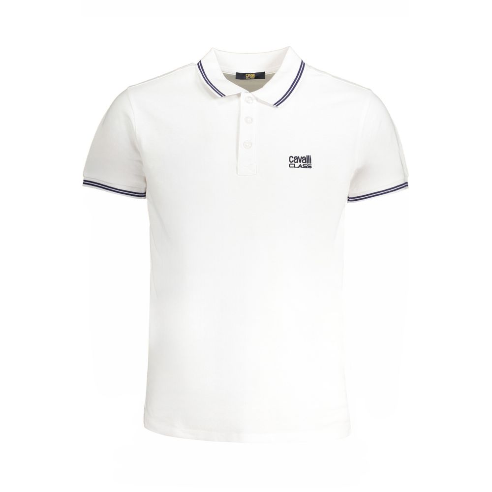 Polo Shirt by Cavalli Class for men in cotton white showcases a enviable silhouette, featuring a refined and for a enviable finish.