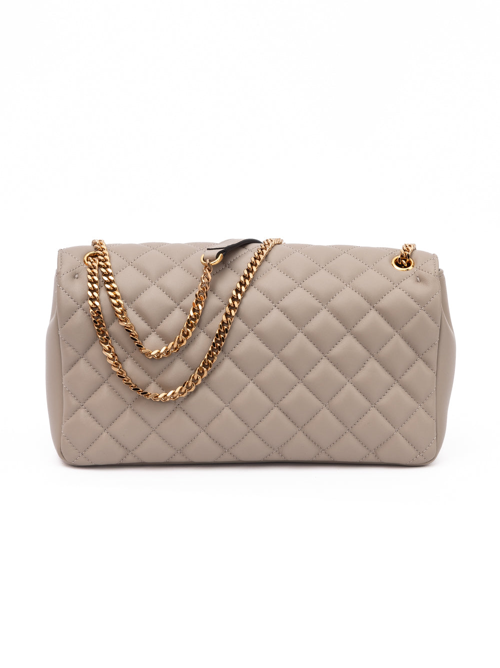 Medium Quilted Shoulder Bag by Versace for women in lamb leather beige features an effortlessly chic silhouette with a secure , ample internal-pockets, and versatile shoulder-strap & handle for effortlessly chic everyday luxury.