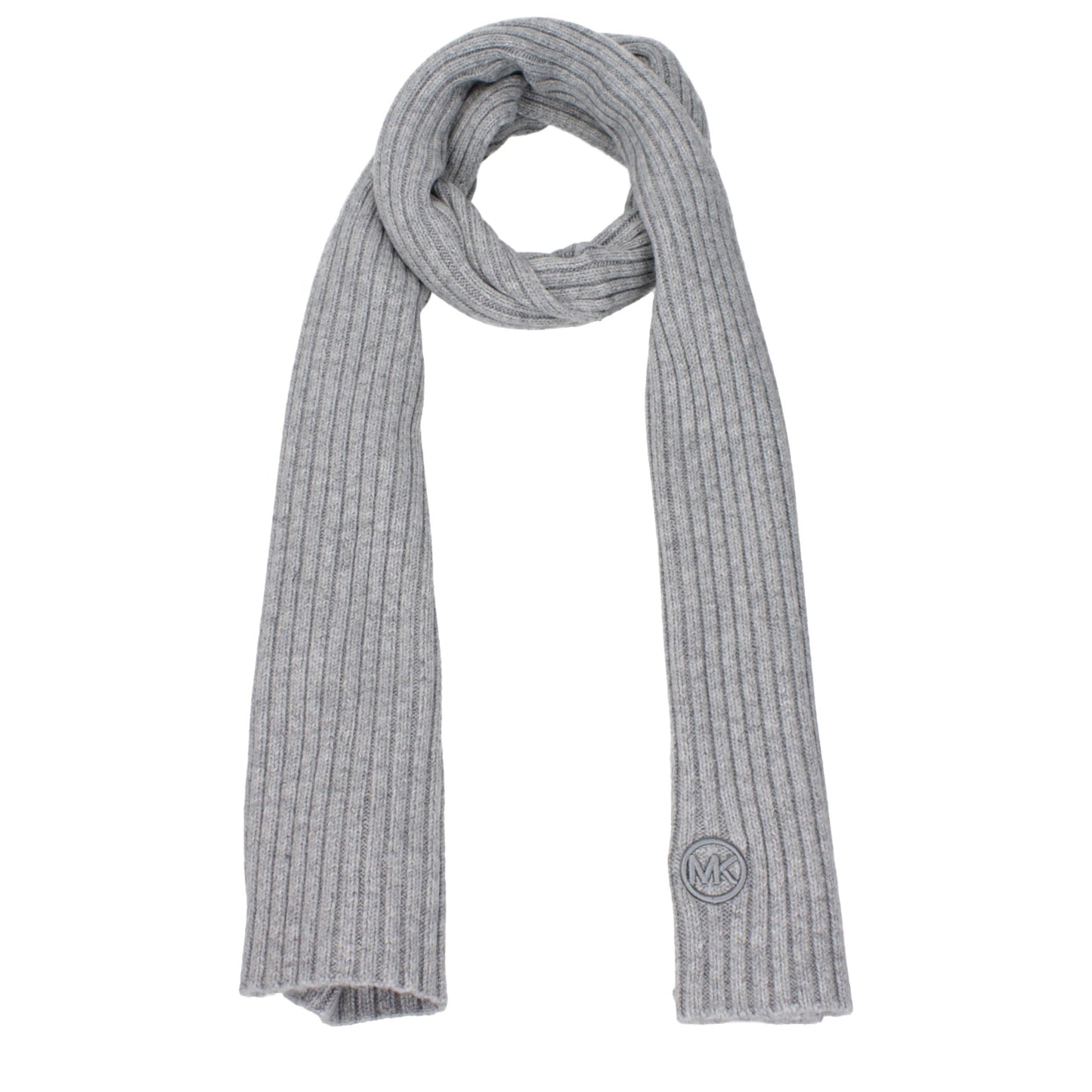 Scarf by Michael Kors for women in polyester gray showcases a on trend silhouette, artfully capturing the on trend essence of the Polyester Scarf design with a sophisticated finish.