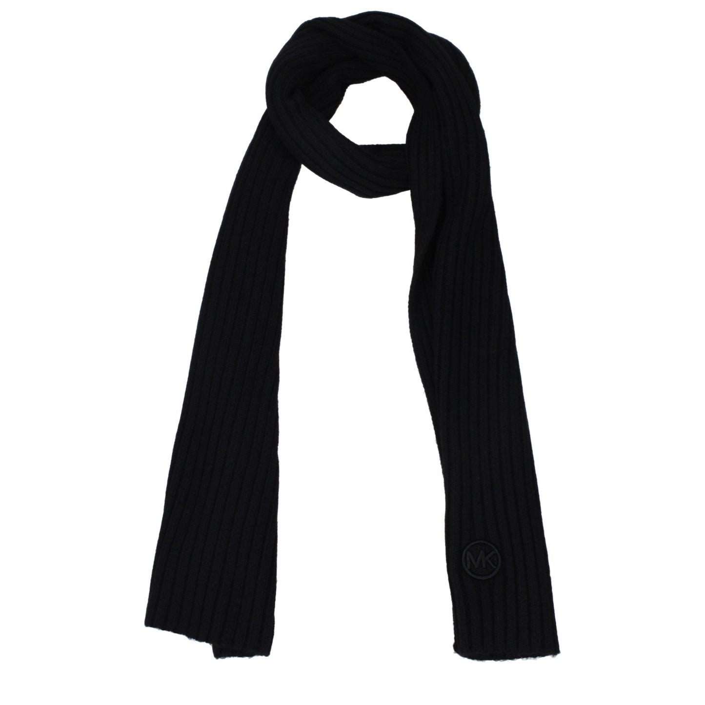 Scarf by Michael Kors for women in polyester black showcases a warm silhouette from the Polyester Scarf collection, offering a warm drape that exudes sophisticated luxury.