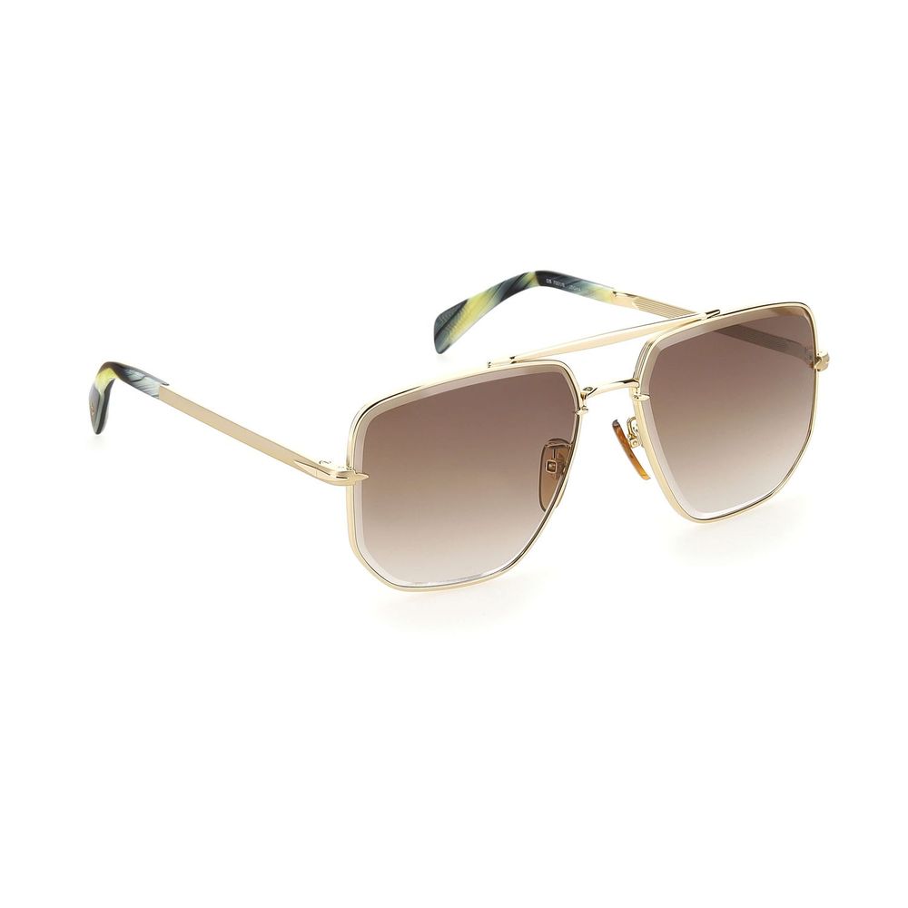 Sunglasses by David Beckham for men in metal and gold featuring an opulent rectangle full-rim frame design with a sophisticated gold coloured frame finish and high-performance gradient category-2-medium-tint lens.