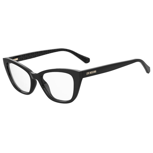 Eyeglasses Frames by Love Moschino for women in cellulose propionate black features a refined silhouette, showcasing a refined black coloured frame and full-frame frame design for a sophisticated, premium look.