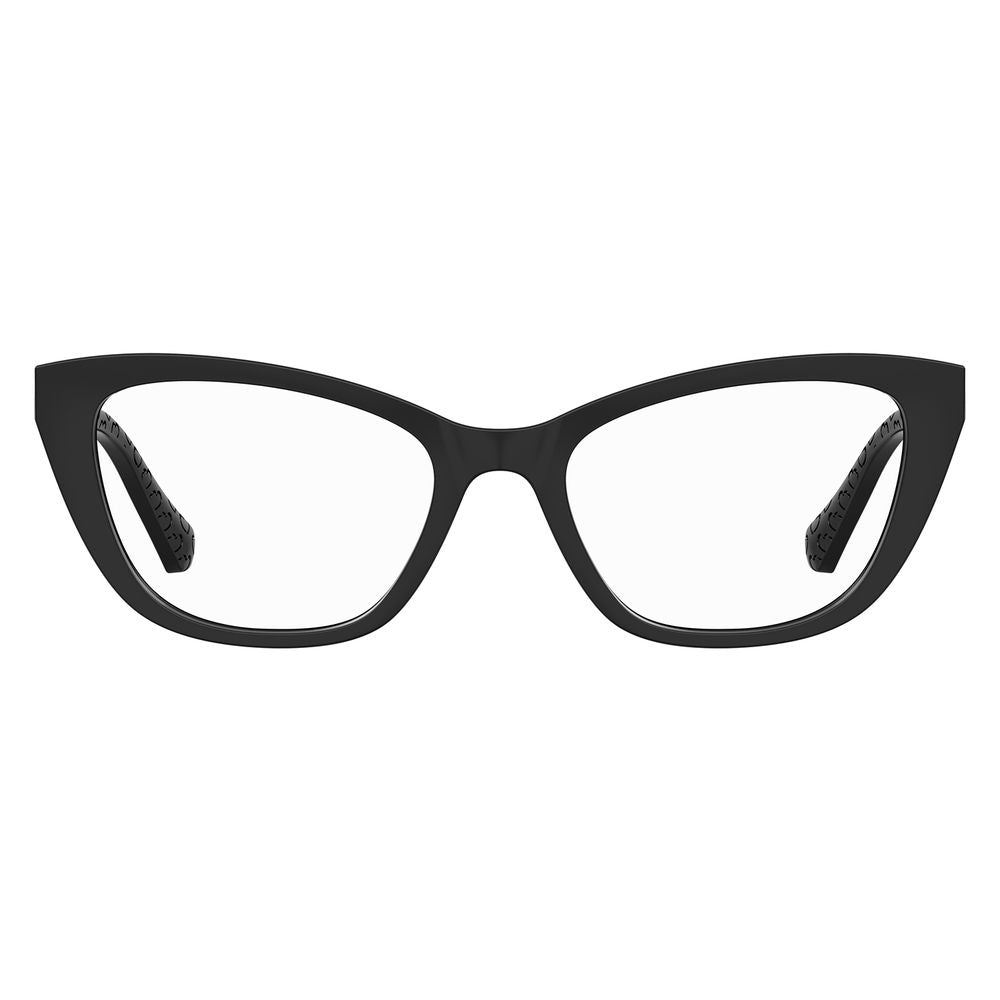 Eyeglasses Frames by Love Moschino for women in cellulose propionate black features an refined silhouette, showcasing the refined black coloured frame and sophisticated full-frame frame design.