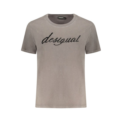 T-Shirt by Desigual for women in cotton canvas gray showcases a chic silhouette, artfully detailed with a chic and for a chic finish.