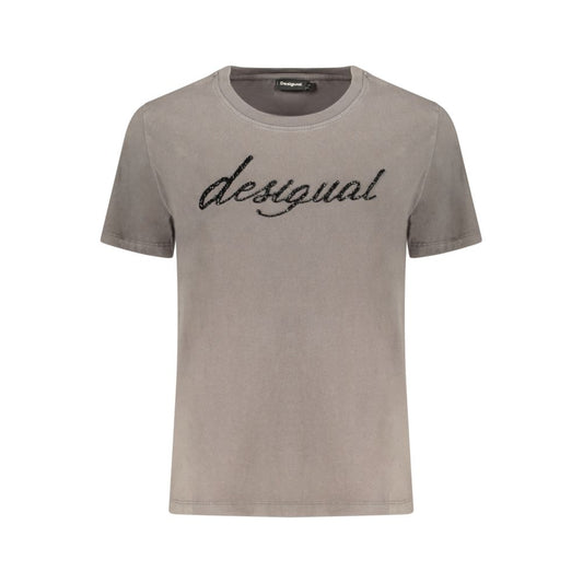 T-Shirt by Desigual for women in cotton canvas gray showcases a chic silhouette, artfully detailed with a chic and for a chic finish.