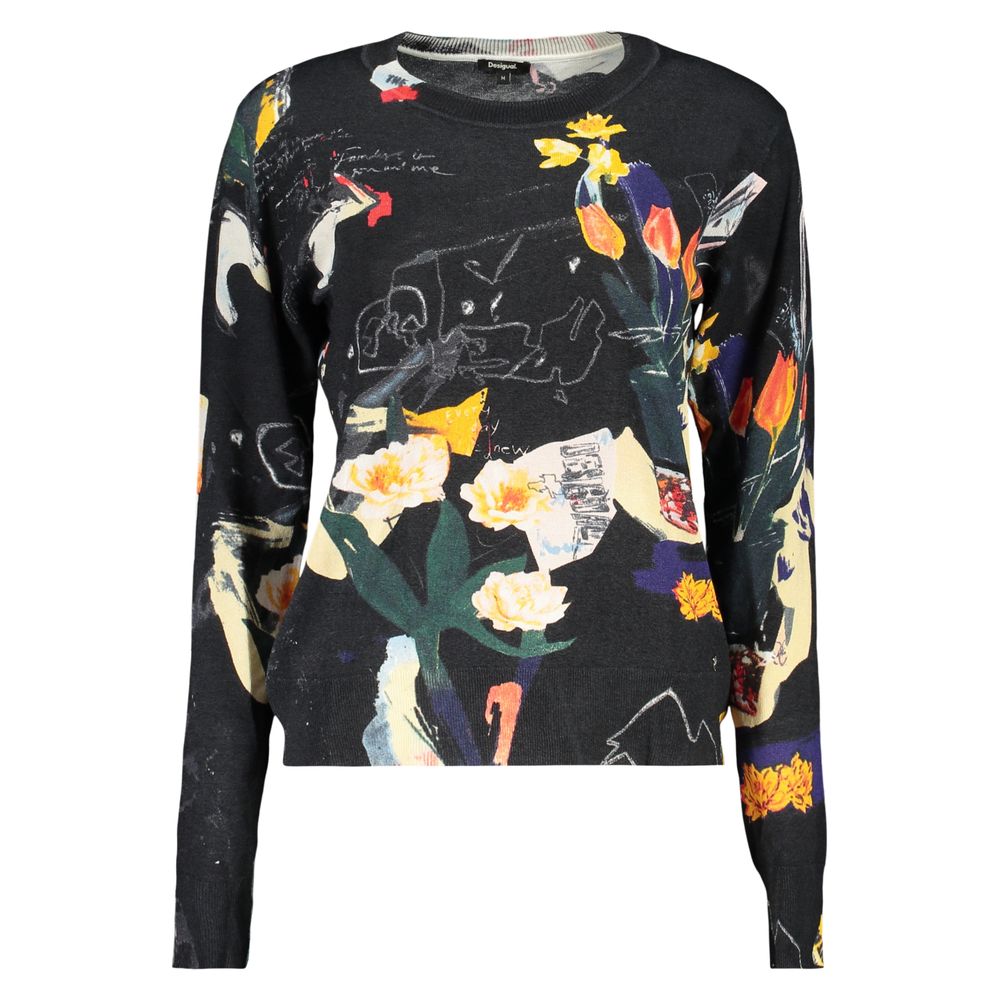 Sweatshirt by Desigual for women in linen polyamide & viscose black features an provocated silhouette, detailed with a provocated and a refined for a sophisticated aesthetic.