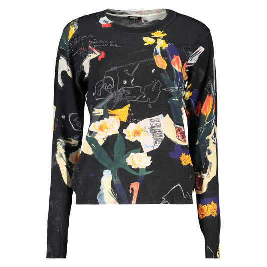 Sweatshirt by Desigual for women in linen polyamide & viscose black features an provocated silhouette, detailed with a provocated and a refined for a sophisticated aesthetic.
