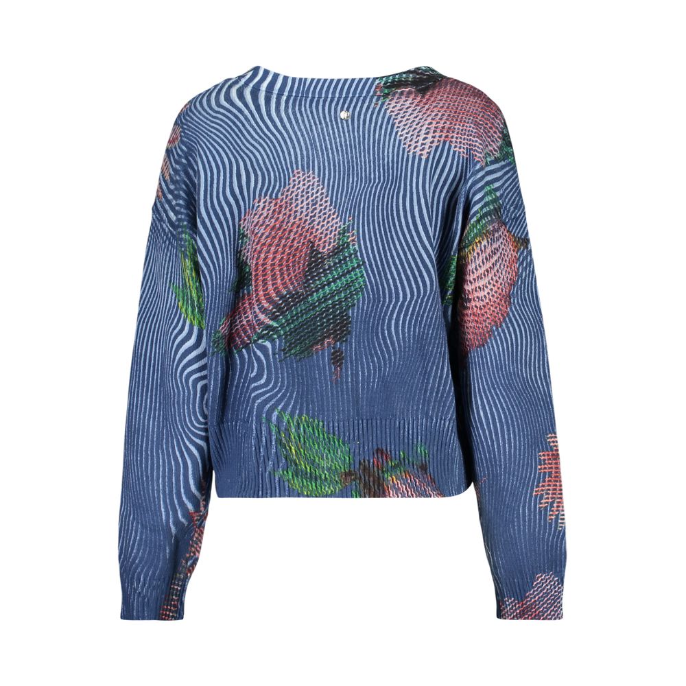 Cardigan by Desigual for women in stretch cotton blue presents a textural silhouette, artfully finished with a textural and for a sophisticated, textural look.