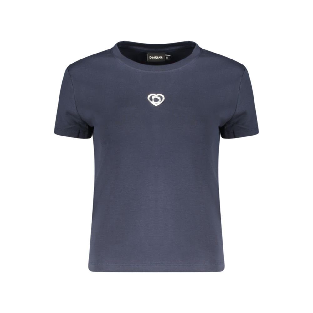 T-Shirt by Desigual for women in stretch cotton blue features an on trend silhouette, perfectly showcasing a on trend and for an elevated aesthetic.