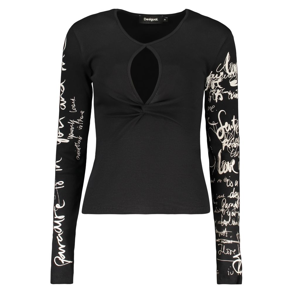 Shirt by Desigual for women in stretch cotton canvas black & patterned, featuring a nuanced and nuanced for a sophisticated finish.
