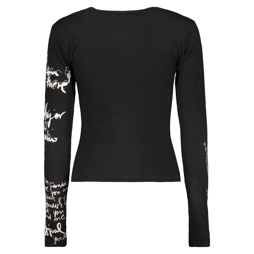 Shirt by Desigual for women in stretch cotton canvas black & patterned presents a discerning silhouette, showcasing a sophisticated and for a truly discerning finish.
