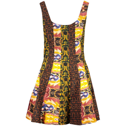 Dress by Desigual for women in stretch cotton yellow & patterned showcases a striking silhouette, elegantly detailed with a sleeveless, refined , and a striking short for a striking finish.