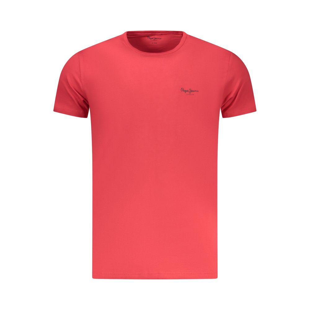 T-Shirt by Pepe Jeans for men in cotton red & print showcases a dramatic silhouette, elegantly detailed with a dramatic crew neckline and for a truly dramatic finish.