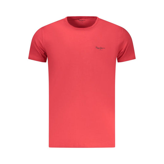 T-Shirt by Pepe Jeans for men in cotton red & print showcases a dramatic silhouette, elegantly detailed with a dramatic crew neckline and for a truly dramatic finish.