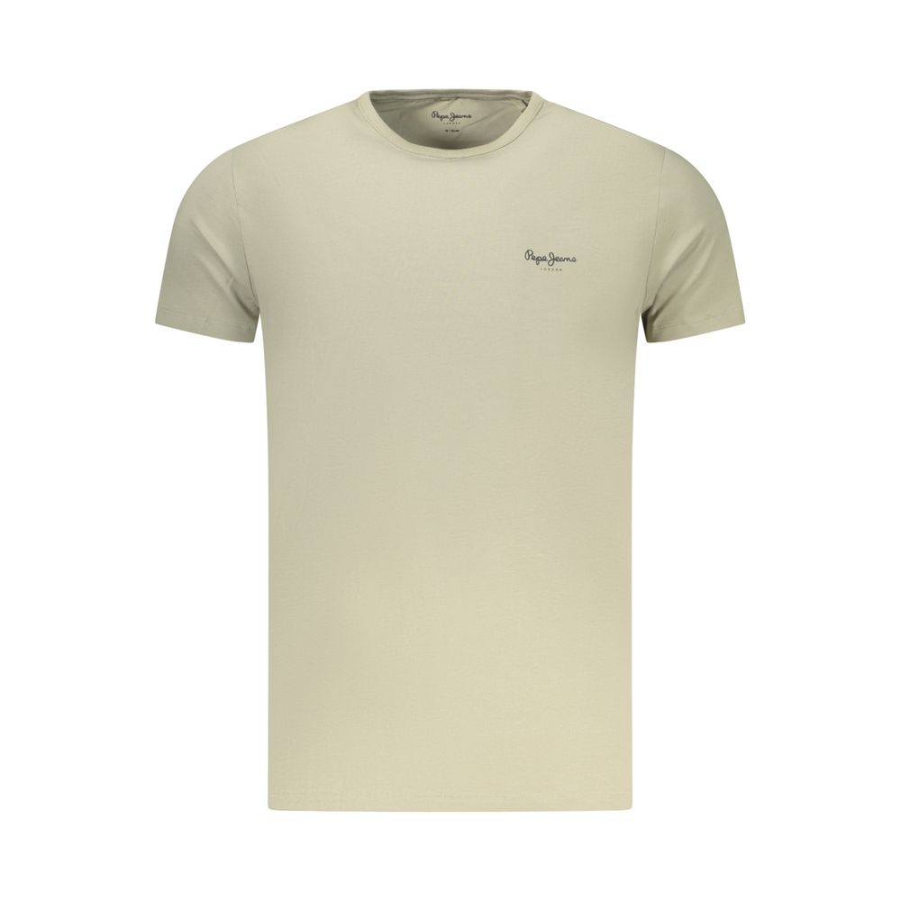 T-Shirt by Pepe Jeans for men in cotton green & print showcases a unassuming silhouette, artfully detailed with a refined crew neckline and unassuming for a sophisticated, contemporary look.