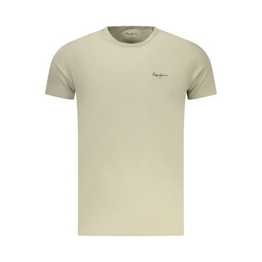 T-Shirt by Pepe Jeans for men in cotton green & print showcases a unassuming silhouette, artfully detailed with a refined crew neckline and unassuming for a sophisticated, contemporary look.